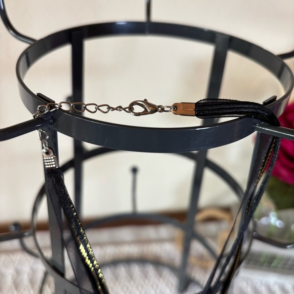 Peace Sign Reversible Copper / Black Pendant‎ Necklace Black and Gold Ribbon. - Picture 7 of 7